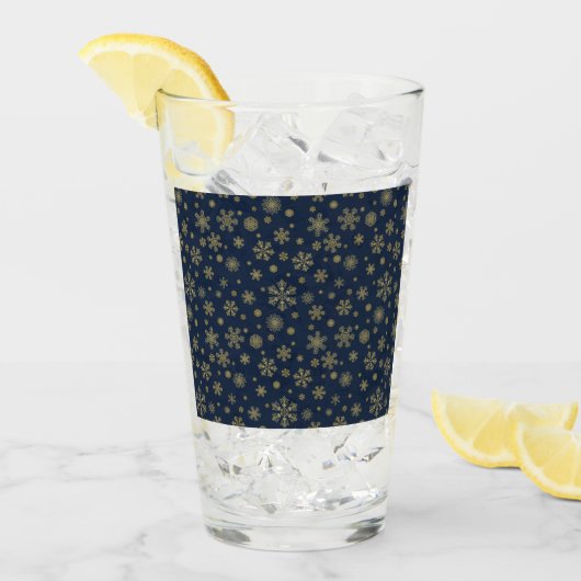 Elegantes Gold-Schneeflocken-Wintermuster Glas (Vorderseite Ice)