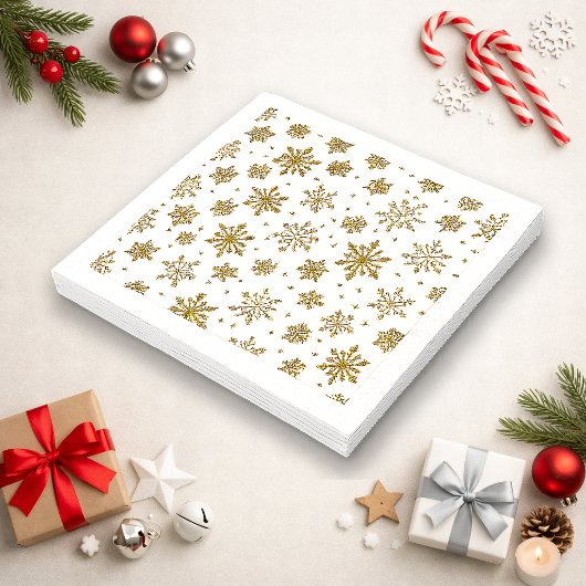 Elegantes Gold-Schneeflockenmuster Serviette