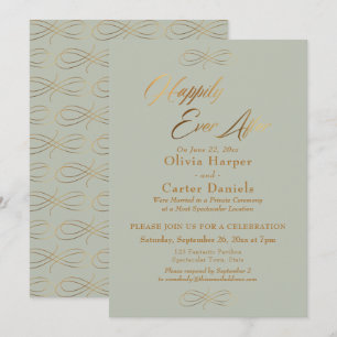 Elegantes Gold Schrift Glücklich bis ans Lebensend Einladung