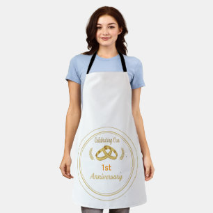 Elegantes Gold & Schwarz 1. Hochzeitstag-Jubiläum Schürze