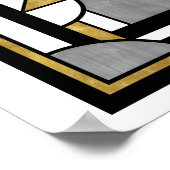 Elegantes Gold Schwarz Art Deco Abstrakter Astrona Poster (Ecke)