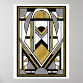 Elegantes Gold Schwarz Art Deco Abstrakter Astrona Poster (Vorne)