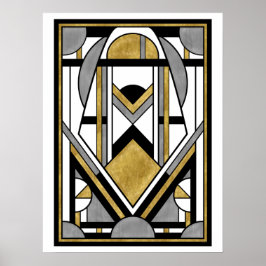 Elegantes Gold Schwarz Art Deco Abstrakter Astrona Poster