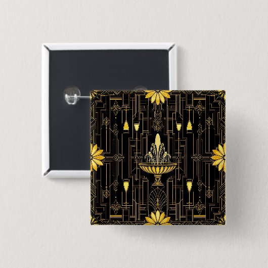 Elegantes Gold Schwarz Gatsby Button (Vorne & Hinten)