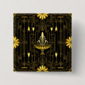 Elegantes Gold Schwarz Gatsby Button (Vorderseite)