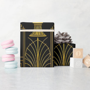 Elegantes Gold Schwarz Gatsby Geschenkpapier