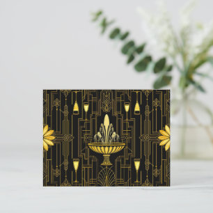 Elegantes Gold-Schwarz Gatsby Postkarte