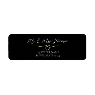 Elegantes Gold-Schwarz Hochzeits-Rücksende-Adresse