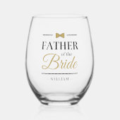 Elegantes Gold & Schwarz Moderner Vater der Braut Weinglas Ohne Stiel (Vorderseite)