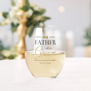 Elegantes Gold & Schwarz Moderner Vater des Bräuti Weinglas Ohne Stiel
