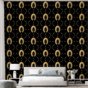 Elegantes Gold Schwarz Modernes Muster Tapete
