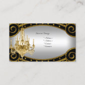 Elegantes Gold Schwarz Silver Chandelier Interieur Visitenkarte (Rückseite)