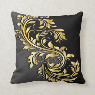 Elegantes Gold, Schwarz und Grau Design Kissen