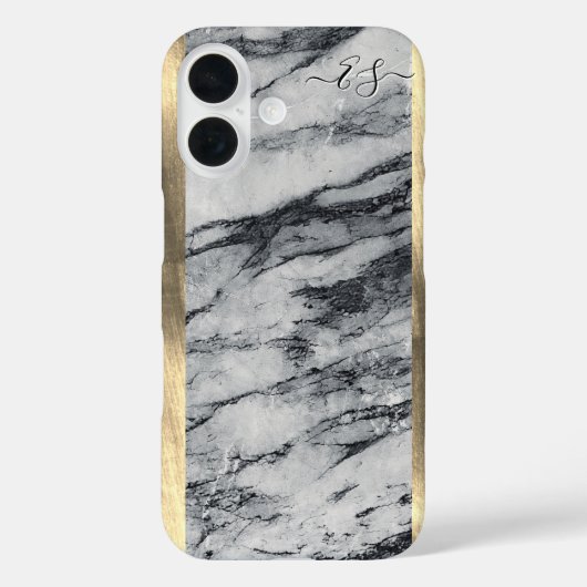 Elegantes Gold Schwarz und Weiß Marmor Monogram hi Case-Mate iPhone Hülle (Rückseite)