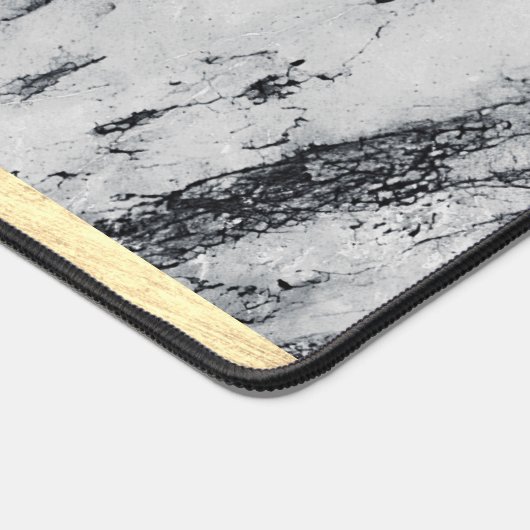 Elegantes Gold Schwarz und Weiß Marmor Monogram hi Schreibtischunterlage (Ecke)