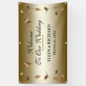 Elegantes Gold, Schwarze Hochzeit Empfang Banner (Vertikal)