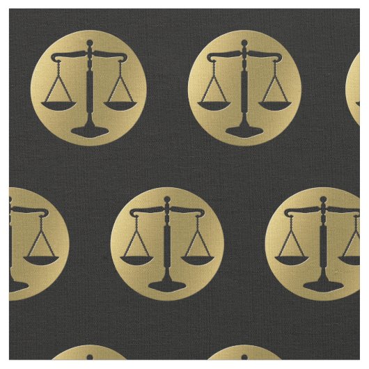 Elegantes Gold Schwarze Skala der Gerechtigkeit |  Stoff (Nahaufnahme)