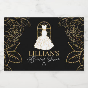 Elegantes gold-schwarzes Brautkleid-Brautparty Schaumweinetikett