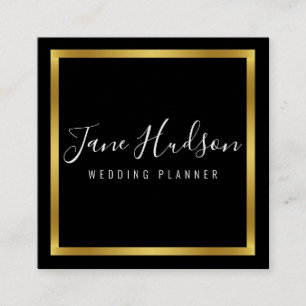 Elegantes Gold-Schwarzes Minimalistisches Editierb Quadratische Visitenkarte