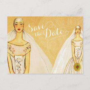 Elegantes Gold Schwule Lesbische Save the Date Ankündigungspostkarte