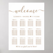 Elegantes Gold Script 12 Tabelle Seating Chart Poster (Vorne)
