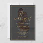 Elegantes Gold Script 2 Foto Hochzeit Einladung (Vorderseite)