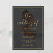 Elegantes Gold Script 2 Foto Hochzeit Einladung (Vorne/Hinten)