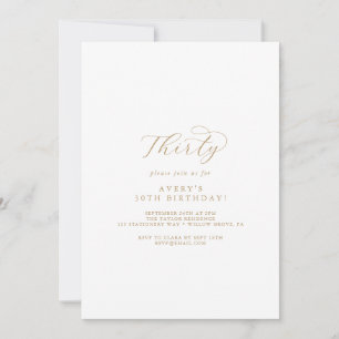 Elegantes Gold Script 30. Geburtstag Party Einladung