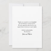 Elegantes Gold Script 3 Foto Baby Dankeskarte (Rückseite)