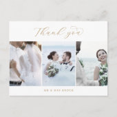 Elegantes Gold Script 3 Fotovorlage Vielen Dank Postkarte (Vorderseite)