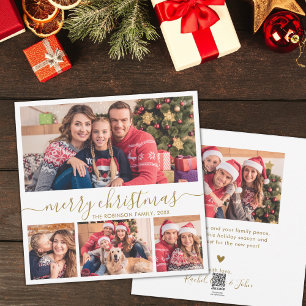 Elegantes Gold Script 4 Foto Collage Weihnachten