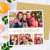 Elegantes Gold Script 4 Foto Collage Weihnachten