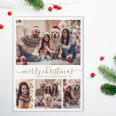 Elegantes Gold Script 4 Foto Collage Weihnachten
