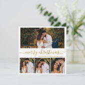 Elegantes Gold Script 4 Foto Collage Weihnachten (Stehend Vorderseite)