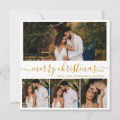 Elegantes Gold Script 4 Foto Collage Weihnachten (Vorderseite)