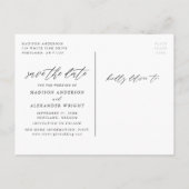 Elegantes Gold Script 4 FotoCollage Save the Date Ankündigungspostkarte (Rückseite)