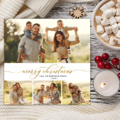 Elegantes Gold Script 4 Multi-Foto Weihnachten