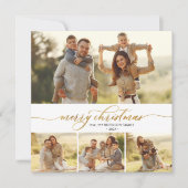 Elegantes Gold Script 4 Multi-Foto Weihnachten (Vorderseite)