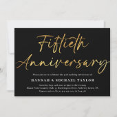 Elegantes Gold Script 50. Hochzeitstag Einladung (Vorderseite)