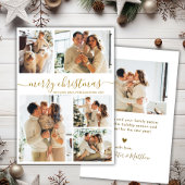 Elegantes Gold Script 5 Foto Collage Weihnachten