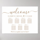 Elegantes Gold Script 7 Table Wedding Seating Char Poster (Vorne)