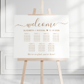 Elegantes Gold Script 7 Table Wedding Seating Char Poster