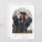 Elegantes Gold Script Arch Abschluss Foto Ankündigung (Vorderseite)