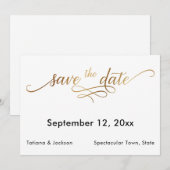 Elegantes Gold-Script auf Einfach Save the Date (Vorne/Hinten)