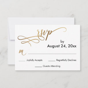 Elegantes Gold-Script auf einfacher RSVP-Karte RSVP Karte
