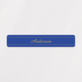 Elegantes Gold-Script auf Navy Blue Background Etiketten (Design 1)