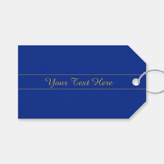 Elegantes Gold-Script auf Navy Blue Background Geschenkanhänger (Vorderseite (Horizontal))
