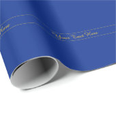 Elegantes Gold-Script auf Navy Blue Background Geschenkpapier (Rolleneckpunkt)