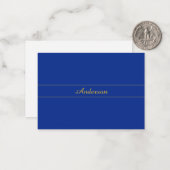 Elegantes Gold-Script auf Navy Blue Background Mitteilungskarte (Vorderseite/Rückseite Beispiel)