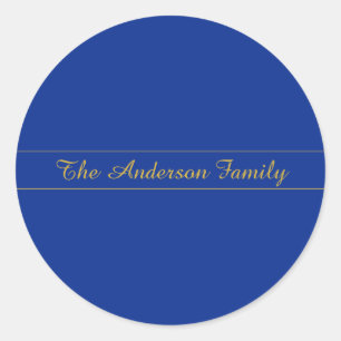 Elegantes Gold-Script auf Navy Blue Background Runder Aufkleber